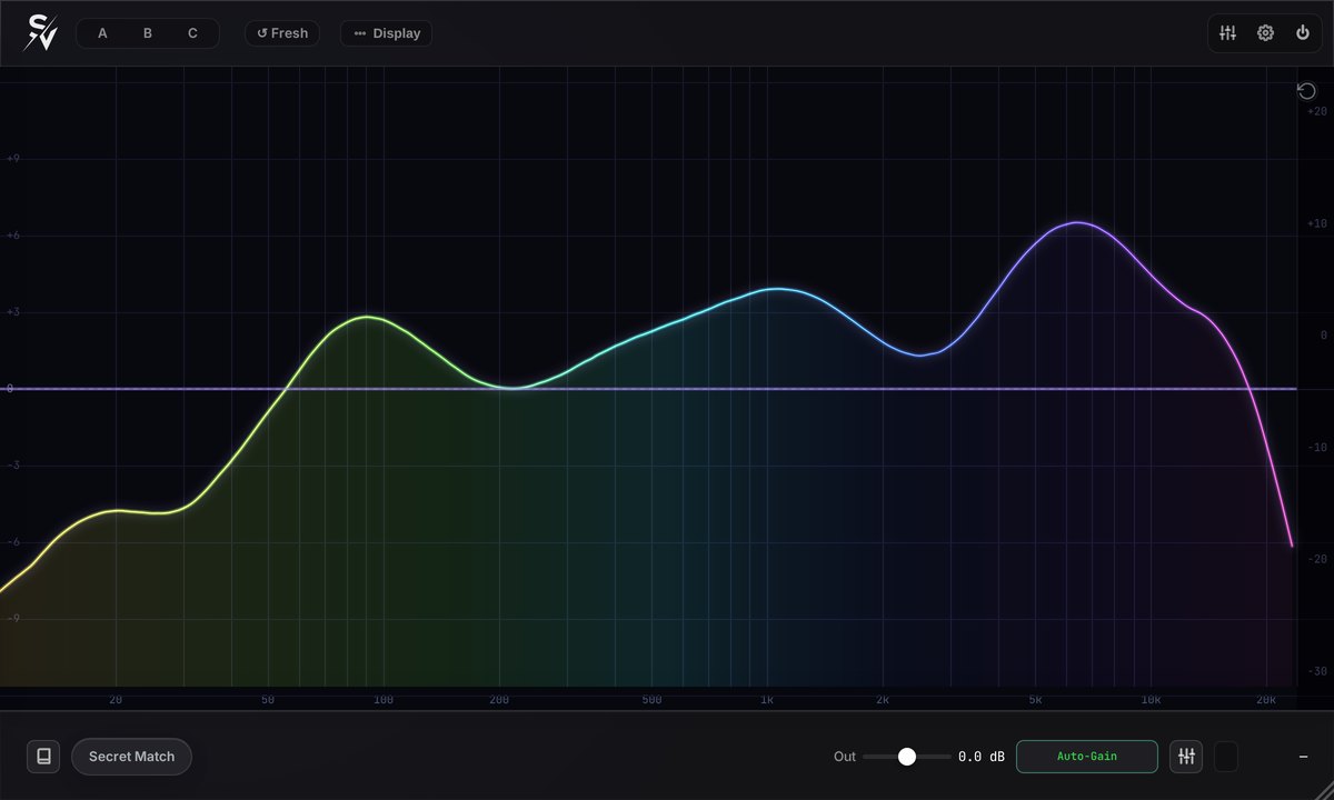 Secret Future EQ 2 plugin window with spectrum and match curve